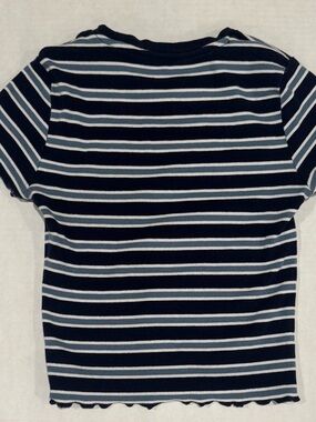 dip Navy and Light Blue Striped Crop Top